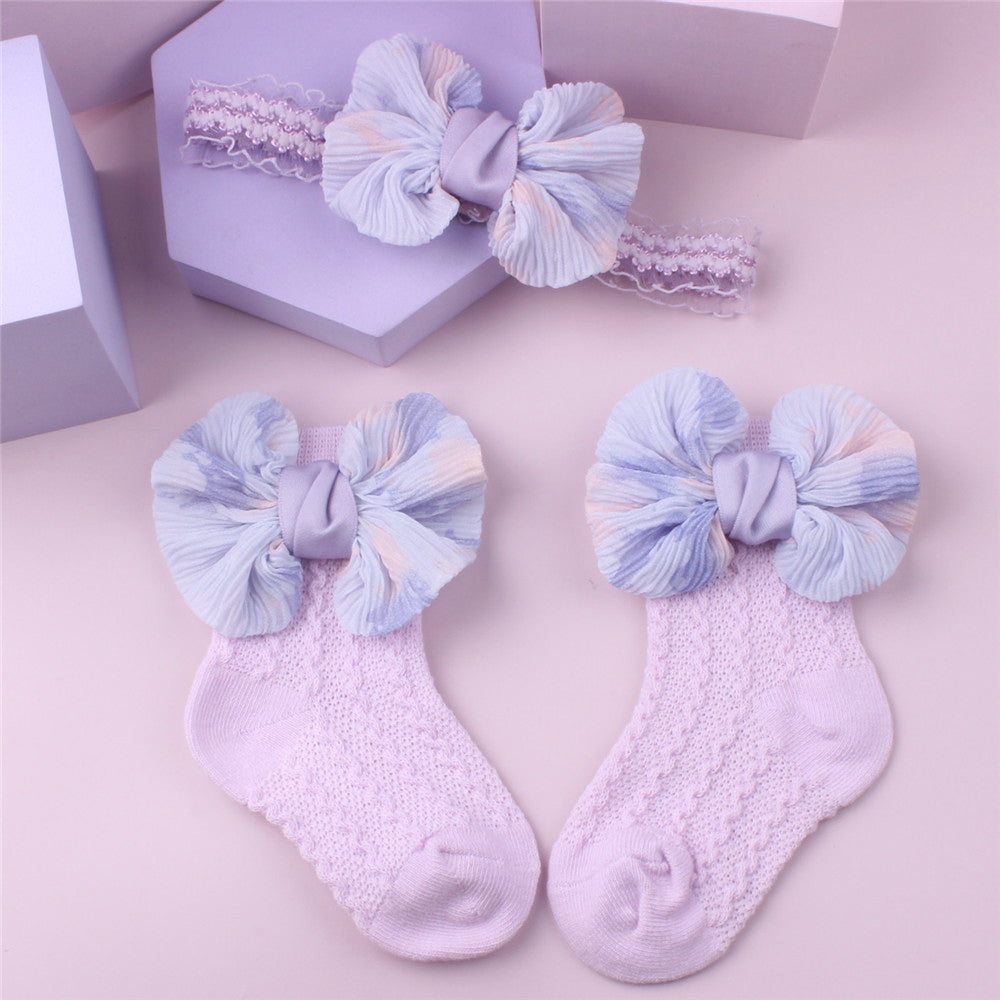 2Pcs Baby / Toddler Bow Headband & Socks Set