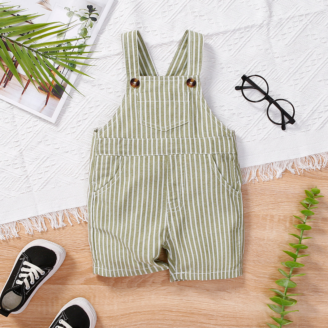 Baby Girl/Boy Slant Pocket Stripe Overall Romper