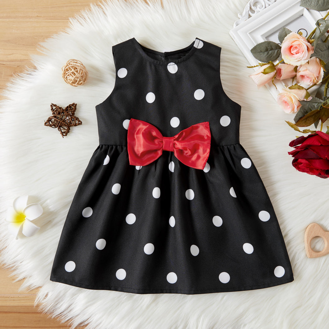 Polka dot Print Bowknot Dress