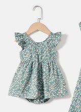 Load image into Gallery viewer, Green Floral Print Twist Front Tie Back Cami Dress for Mom and Me
