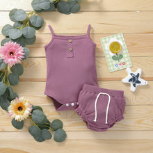 Load image into Gallery viewer, Baby Pleated Strappy Bodysuit and Shorts Set
