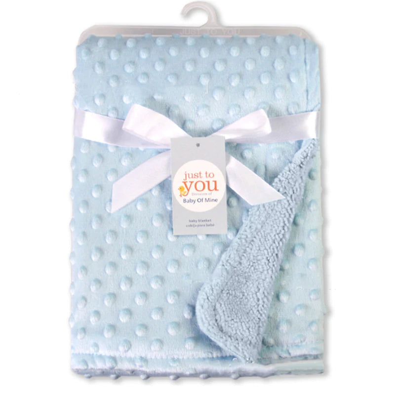 Dotted Fleece-lining Baby Blanket Swaddling Newborn Soft Bedding